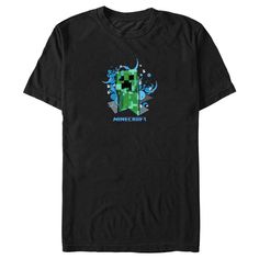 Whether you're building something amazing, battling mobs, or playing with friends, show your love for everyone's favorite game in this officially licensed Minecraft Electrified Mob Men's T-Shirt with the Minecraft logo printed below in a cool electric blue style, featuring the mythical, the explosive Charged Creeper, one of the rarest mobs in the game! Set on your new adventure, explore the world and craft your style with this cool tee today! Size: large. Color: black. Gender: male. Age Group: a Graphic Tee T-shirt For Gaming Events, Graphic Print T-shirt For Gaming Events, Gamer T-shirt For Fan Merchandise With Short Sleeves, Gamer Style Fan Merchandise T-shirt With Short Sleeves, Gamer Style Short Sleeve T-shirt For Fan Merchandise, Gamer Fan Merchandise Short Sleeve T-shirt, Pre-shrunk Graphic Tee For Gaming Events, Minecraft Logo, Adventure Explore