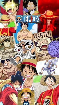 one piece characters with different expressions on their faces and in the background, there is an image