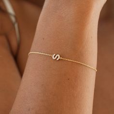 Custom Pavé Initial Bracelet Personalized Letter Bracelet - Etsy Stainless Bracelet, Letter Bracelet, Personalized Letters, Bridesmaid Bracelet, Initial Bracelet, Rose Gold Jewelry, Recycled Sterling Silver, White Sapphire, Chain Link Bracelet