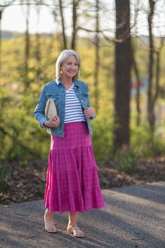 Fun, Feminine Skirt Outfits for Spring - Dressed for My Day Spring Modest Outfits, Midi Skirt Outfits Summer, Maine Fall, Dressed For My Day, Skirt Outfit Summer, Midi Skirts Summer, Outfits For Spring, Skirt Styles, Modest Outfit Ideas