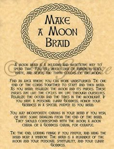 How to Moon Braid, Book of Shadows Spell Page, Wiccan, Witchcraft, Charmed, BOS Wicca Vs Witchcraft, Diy Book Of Shadows Pages Ideas, Shadow Witchcraft, Book Of Shadows Ideas Pages, Moon Braid, Book Of Mirrors, Book Of Shadows Ideas, Book Of Shadows Pages, Wiccan Crafts