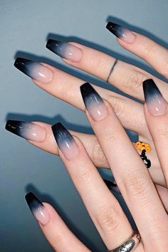 Ongles Goth, Ombre Nail Design, Black Ombre Nails, Ombre Nail Art Designs, Unghie Sfumate, Nails Brown, Nagel Tips, Goth Nails, Blush Nails