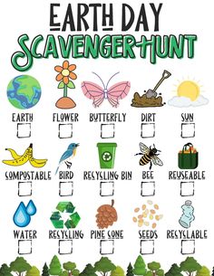 an earth day scavenger - hunt is shown