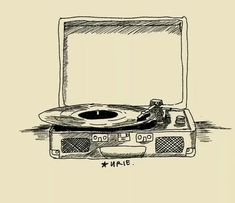 a drawing of a turntable with a record player on it