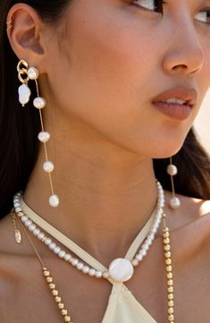 Pearl Trend, Mermaid Tears, Freshwater Pearl Drop Earrings, Freshwater Pearl Jewelry, Back Necklace, Freshwater Pearls Earrings, Shell Bracelet, Gold Plated Bracelets, Gold Drop Earrings