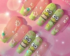 KEROPPI Press on Nails Sanrio Nails Hello Kitty Nails Etsy Keroppi Nails, Nails Sanrio, Nails Hello Kitty, Sanrio Nails, Kitty Nails, Nails Inspired, Nails Purple, Pin Search, Racun Shopee