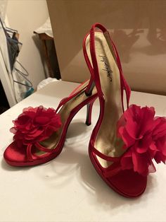 jacqueline ferral. Never been worn Party shoe. Dress shoes Sanitized for your protection As is Red Prom Shoes, Shoes Board, Red Prom, Red Style, Prom Shoes, Party Shoes, Red Fashion, Red Flowers, Red Roses