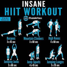 a poster showing how to do an intense hiit workout