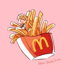 a drawing of french fries in a box