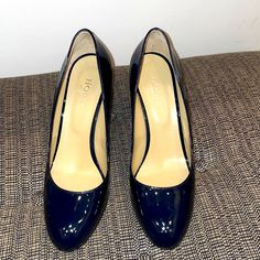 These Are Beautiful, Never Worn, Size 40, Midnight Blue Patent Leather Wedge Heels By Hobbs London. Elegant Blue Heels For Office, Elegant Blue Heels For Work, Blue Wedge Heels For Evening, Blue Patent Leather Heels For Work, Elegant Blue Patent Leather Heels, Blue Medium Width Heels For Office, Blue Patent Leather Heels For Formal Occasions, Blue High Heel Heels For Workwear, Formal Blue Patent Leather Heels