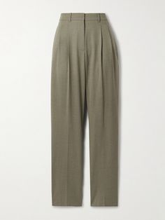 Stella McCartney’s pants are pleated along the waist, giving them subtle volume. They're made from wool-twill and have relaxed legs that taper at the ankles. Wear it as a suit with the coordinating blazer and ballet flats. Denim Flats, Stella Mc, Flat Dress Shoes, Floral Dresses Short, Dress Flats, Tapered Trousers, Swimsuit Dress, Tapered Pants, Pleated Pants