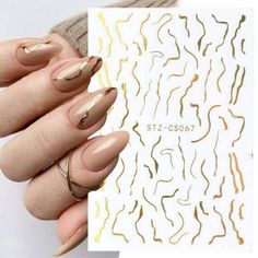 Nail Art Stickers Decals Gold Lace Swirls Lines French Line Manicure (STZCS67) Feminine Manicure, Metallic Gold Nails, Embossed Nail Art, Tulip Nails, Acrylic Nails Almond Shape, Acrylic Nails Almond, Nails Almond Shape, New Years Nail Art, Line Nail Art