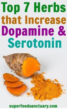 Top 7 Herbs to Increase Dopamine and Serotonin - Superfood Sanctuary - Heal through Food Increase Dopamine, Cooking With Turmeric, Increase Serotonin, Natural Healing Remedies, Natural Therapy, Natural Health Remedies, Healing Herbs, Natural Home Remedies, Natural Treatments