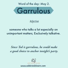 a blue poster with the words word of the day may 2, 2013 adjutive