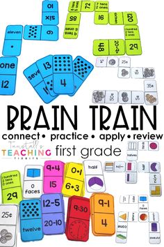 an image of a train game with words and numbers