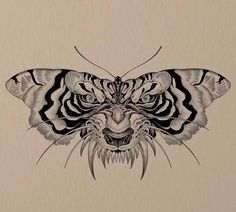 a drawing of a tiger's head with an intricate pattern on the back of it