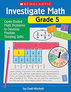 the book cover for investigating math grade 5, which includes an image of a piece of paper with numbers on it