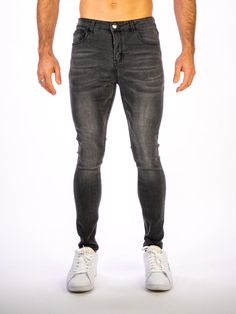 ✓ Versatile Skinny Fit - A perfectly fitted look from waist to ankle with no saggy areas on slim guys, with stretch to accommodate larger muscular thighs, glutes and calf muscles including Bodybuilders and Athletic Men. ✓ Ultra-Stretch Denim - Luxurious denim elastane blend to give a flexible waist and leg fit, plus full freedom to move with comfort qualities more like activewear. ✓ Stylish Jeans - Understated design, with a satisfying real denim weight, for a classy modern look in Black washed Stylish Jeans, Calf Muscles, Athletic Men, Muscular Men, Performance Outfit, Athletic Fits, Black Stretch, Stretch Jeans, Stretch Denim