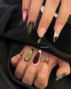 💚♥️🖤🤍 📍We’re located in Bloor West Village near Jane and Runnymede station 🚉 . . #GENTEELnailsalon #downtowntoronto #higparknails #Torontonailsalon #frenchtip #nails #halloweennails #nailart #nailsonfleek #gel #nailsr2inspire #birthdaynails #acrylicnails #freehandnailart #characterart #butterflynail #y2k #crystalnail #summernail #diamondnail #valentinenails #cateyenails #3dgel #chromenail Justine Skye Nails, Billie Nails Ideas, Fun Almond Nails Art Designs, Green Cateye Nail, Billie Nails, Nails Black Women, Cateye Nails, Picasso Nails, Acrylic Nail Designs Classy