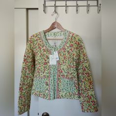 Joie Floral Quilted Cotton Jacket, Round Neckline, Slash Pocket, Clasp Closure Front. Never Worn. New With Tag. Size: S Shoulder----15" Bust----18" Sleeve----25" Body Length----21" Multicolor Long Sleeve Quilted Jacket, Red Floral Print Winter Outerwear, Red Floral Embroidered Outerwear, Preppy Aesthetic Outfits, Multicolor Floral Print V-neck Outerwear, Multicolor V-neck Floral Print Outerwear, Womens Quilted Jacket, Peacoat Jacket, Puffer Jacket Women