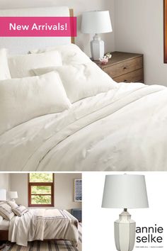 an image of a bed with white sheets and pillows