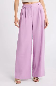 Open Edit High Waist Wide Leg Trousers | Nordstrom High Waist Wide Leg Trousers, Embroidered Crochet, Pink Fits, Crochet Skirt, Elastic Waist Shorts, Gingham Print, Wide Legs, Free Fabric, Bold Fashion