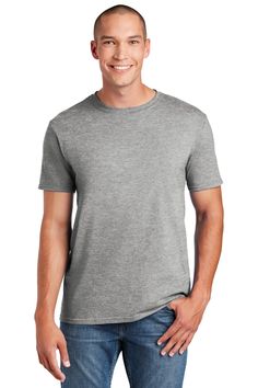 Adult Softstyle® 4.5 oz. T-Shirt - RS SPORT GREY - S | Gildan Adult Softstyle T-Shirt in Sport Grey Size Small | preshrunk ring-spun cotton jersey 64000, 00 Purple Heather, Heather Purple, Work Wear Women, Home T Shirts, Woven Dress, Funny Tees, Cherry Red, Zip Sweatshirt, Military Green