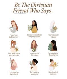 a poster with different types of women's hair and the words be the christian friend who