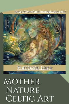 mother nature celtic art book cover with an image of a woman holding a child in her arms