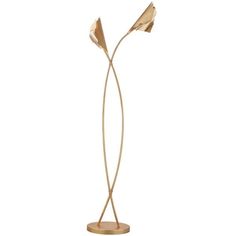 Merrigan Two-Light Ginkgo Leaf Floor Lamp - - Riverbend Home Leaf Floor Lamp, Wooden Tripod Floor Lamp, Curved Floor Lamp, Novelty Floor Lamp, Column Floor Lamp, Stylish Floor Lamp, Gingko Leaves, Floor Lamp Base, Gold Floor Lamp