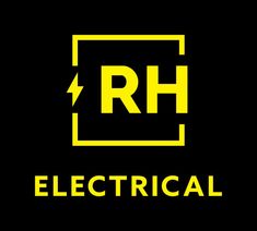 the logo for electrical, which is yellow and black with an electric symbol on it