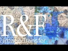 the logo for r & f image transferer, with blue and white designs on it