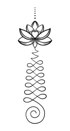 a black and white drawing of a flower with swirls in the shape of a spiral