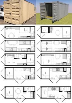 several different types of shipping containers