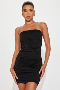 Available In Black And Hot Pink. Double Lined Micro Mini Dress Straight Neck Strapless Ruched Stretch Length = 30" 90% Polyester 10% Spandex Imported | Daria Double Lined Micro Mini Dress in Black size Large by Fashion Nova Black And Hot Pink, Service Women, Micro Mini, Matching Dresses, Mini Black Dress, Black Fashion, Fashion Nova, Jumpsuit Romper, Hot Pink