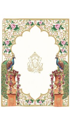 Aesthetic Indian Wedding Cards, Indian Wedding Invitation Card Design Templates Blank, Wedding Invitation Indian Template, Ganpati Wedding Invitation, Indian Invitation Background, Hindu Wedding Illustration, Indian Wedding Invitations Template, Indian Wedding Wallpaper, Ganpati Invitation Card Template Blank