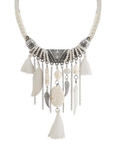 PRICES MAY VARY. Bohemian Style: Feather tassel necklace with irregular stone beads in a retro, exotic pattern. Unique Design: Featuring a white silver-tone metal and an eye-catching bohemian pattern. Versatile Accessory: A stylish statement necklace suitable for various casual or formal occasions. Durable Construction: Made with high-quality materials for long-lasting wear. Ideal Gift: A thoughtful present for women who appreciate unique and fashionable jewelry. Service: If you have any questio Cheap Southwestern Beaded Necklaces, Affordable Beaded Layered Necklace Gift, Silver Woven Necklace, Bohemian Pattern, Presents For Women, Fiber Jewelry, Fashionable Jewelry, Bohemian Necklace, Beaded Jewelry Patterns