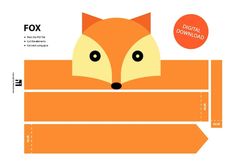 an orange fox is peeking out from behind a cardboard box with the word fox on it