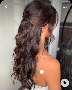 Ideas For Prom Hair, Curls For Bridesmaid, Curls Hairstyles For Prom, Hair Styles Curls Formal, Hair Styles Curled Half Up Half Down, Hairstyle Down With Curls, Curled Hairstyles Bridesmaid, Curled Hair For Formal, Hair Up Looks