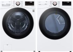 two white washing machines side by side