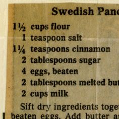 an old newspaper article with instructions on how to use teaspoons for baking