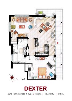 a drawing of a floor plan with furniture