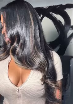 Faux Highlights, Silk Press Hair, Pressed Natural Hair, Tape Extensions, Tape Ins, Black Hair With Highlights, Cute Braided Hairstyles, Blowout Hair, Highlights Brown Hair