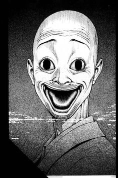 an image of a creepy man with big eyes and a smile on it's face