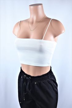 Size: L, Color: White Fitted Crop Top, Basic Crop Top, Square Neck, Color White, Crop Top, Top Outfits, Crop Tops, Square, Women's Top