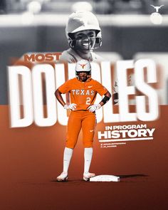 a football player in an orange uniform with the words'most doubles'on it