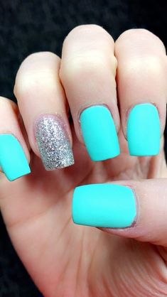 matte Tiffany blue nails Tiffany Blue Nails, Tiffany Nails, Nails Bridesmaid, Nails Blue, Bright Nails, Super Nails