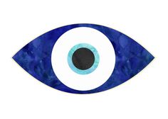 an eye with blue and white paint on it