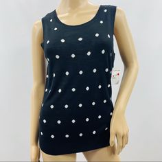 Halogen Black White Polka Dot Sweater Vest. Sleeveless Crew Neck Sweater. Nwt - New With Tags Women’s Size S 15” Pit To Pit 21” Shoulder To Hem W1220.02 W1224.01 Polka Dot Sweater, Black & White, White Polka Dot, Sweater Vest, Crew Neck Sweater, Neck Sweater, Polka Dot, Scoop Neck, Polka Dots