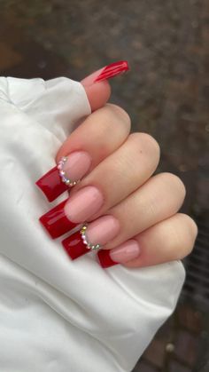 French Nails Red, Office Nails, French Manicure Nails, Nails Red, Funky Nails, French Manicure, Nail Manicure